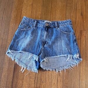 One Teaspoon Blue Jean Shorts High-Waisted Distressed